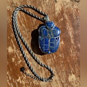 NWOT Scarab Amulet in Lapis Lazuli Evil Pawn Jewelry